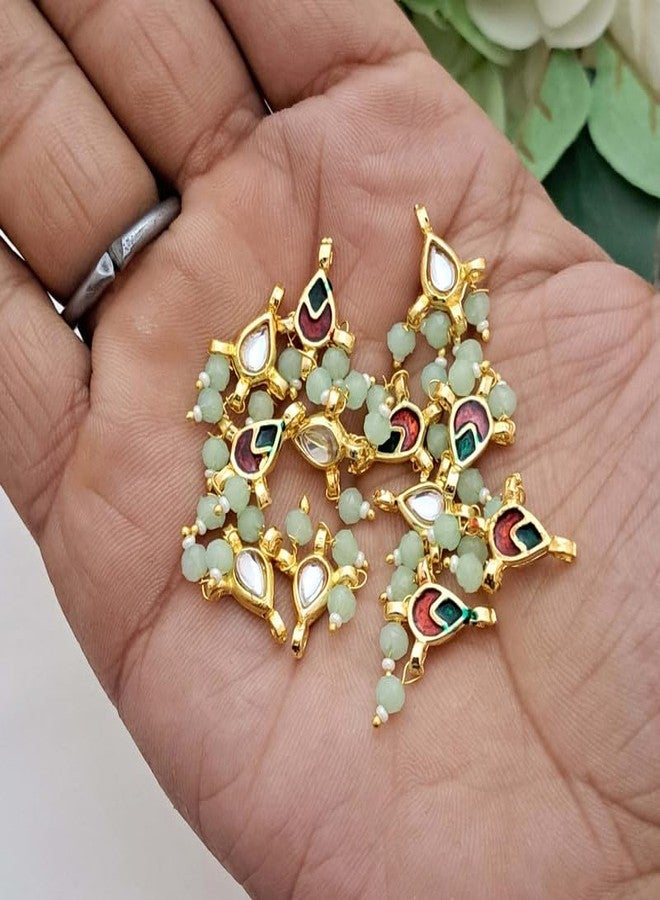 meryCraft Stone Meenakari Kundan,Makhi Beads for Jewellery Making, Embroidery and Craft Work-(Size: 15x10mm, Pack of 6 Pieces)-MCI-MAKHIBDS-006 - Image 3